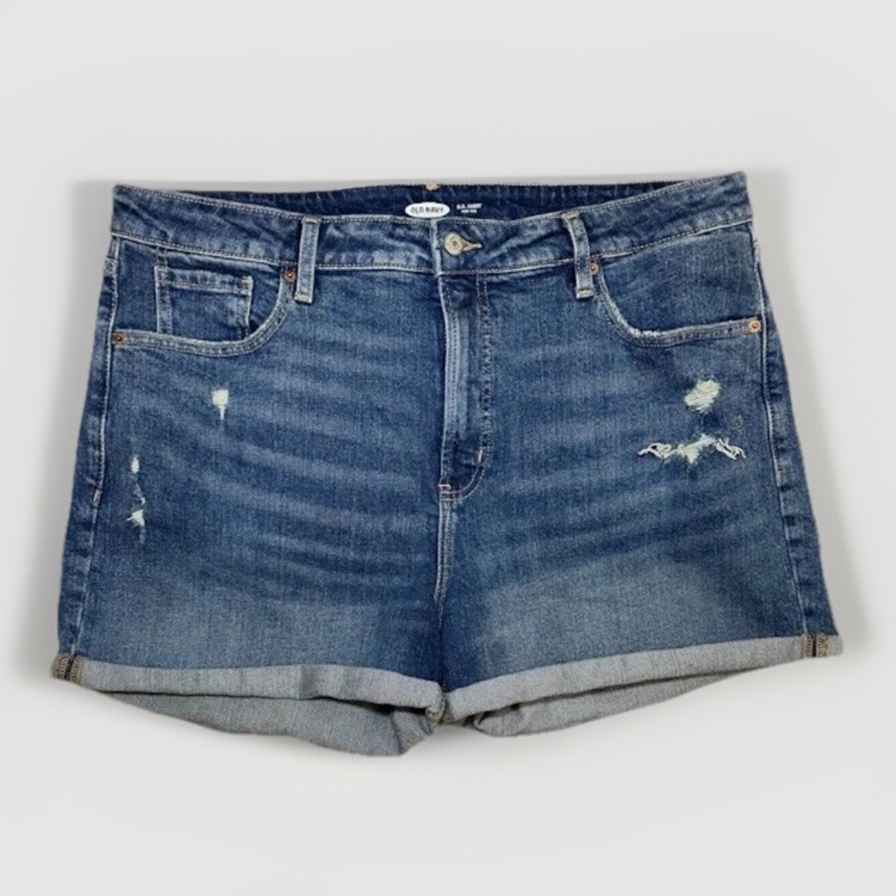 Old Navy OG Jean Shorts High-Rise Medium Wash Distressed Women’s Plus Size 18